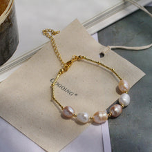 Load image into Gallery viewer, HUANZHI 2019 New Baroque Irregular Imitation Pearls Gold Metal Link Chain Bracelets for Women Girl Summer Party Jewelry