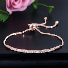 Load image into Gallery viewer, CWWZircons Adjustable Bracelet Bangle for Women Captivate Bar Slider Brilliant CZ Rose Gold Color Jewelry Pulseira Feminia CB089