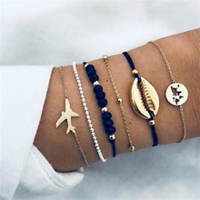 Load image into Gallery viewer, IPARAM 4 Pcs/ Set Vintage Gold Crystal Circle Arrow Bracelet for Women Bohemian Pink Opal Adjustable Charm Bracelet Jewelry Gift